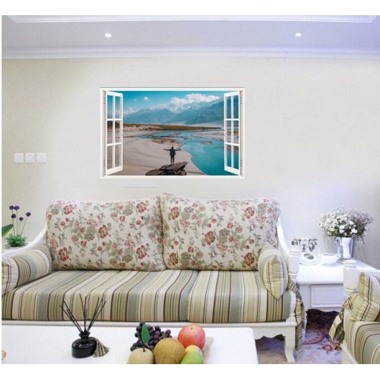 Sticker decorativ, Fereastra 3D, Munti, 85 cm, 574STK Sticker decorativ, Fereastra 3D, Munti, 85 cm, 574STK