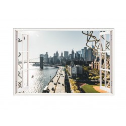 Sticker decorativ, Fereastra 3D, New York, 85 cm, 689STK