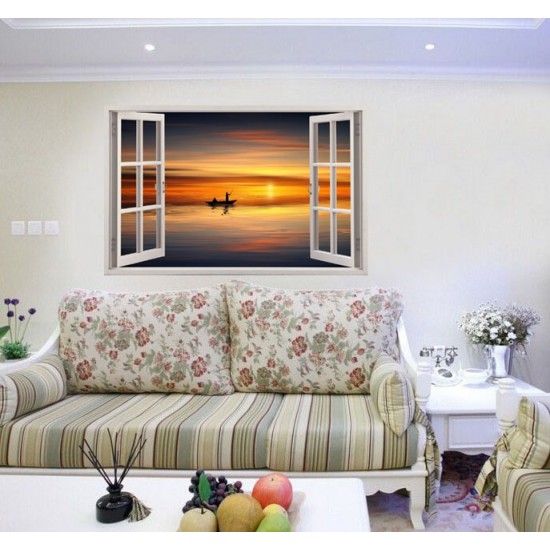 Sticker decorativ, Fereastra 3D, Ocean, 85 cm, 549STK-1