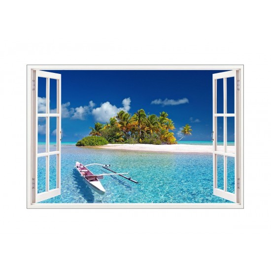 Sticker decorativ, Fereastra 3D, Ocean, 85 cm, 561STK