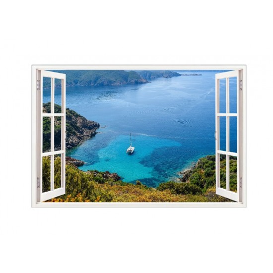 Sticker decorativ, Fereastra 3D, Ocean, 85 cm, 665STK