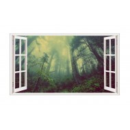 Sticker decorativ, Fereastra 3D, Padure, 85 cm, 541STK