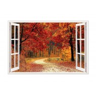 Sticker decorativ, Fereastra 3D, Padure, 85 cm, 542STK-4