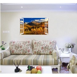 Sticker decorativ, Fereastra 3D, Peisaj de munte, 85 cm, 581STK