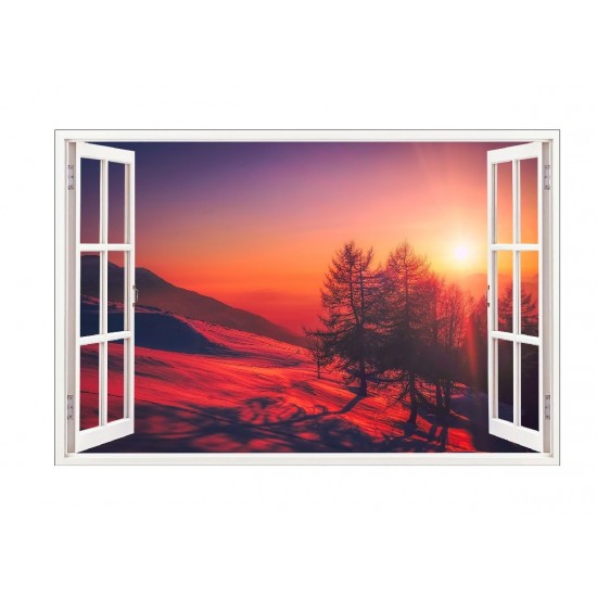 Sticker decorativ, Fereastra 3D, Peisaj de munte, Apus, 85 cm, 582STK Sticker decorativ, Fereastra 3D, Peisaj de munte, Apus, 85 cm, 582STK