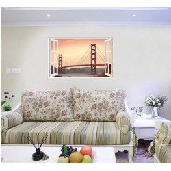 Sticker decorativ, Fereastra 3D, Podul Golden Gate, 85 cm, 641STK