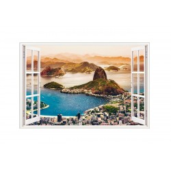 Sticker decorativ, Fereastra 3D, Rio de Janeiro, 85 cm, 569STK