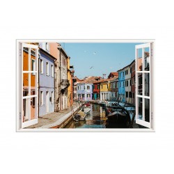 Sticker decorativ, Fereastra 3D, Venetia, 85 cm, 694STK
