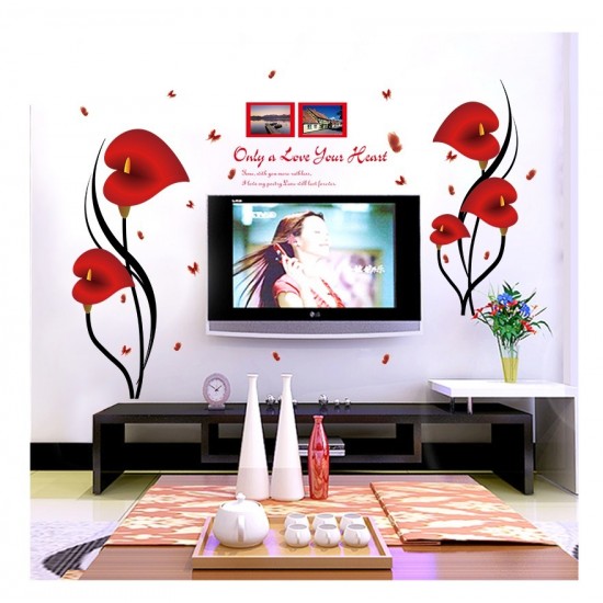 Sticker decorativ, Flori Anthurium rosii, 147 cm, 742STK