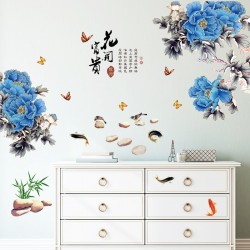 Sticker decorativ, Flori albastre, 130 cm, 802STK