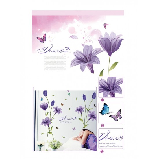 Sticker decorativ, Flori albastre, 160 cm, 744STK