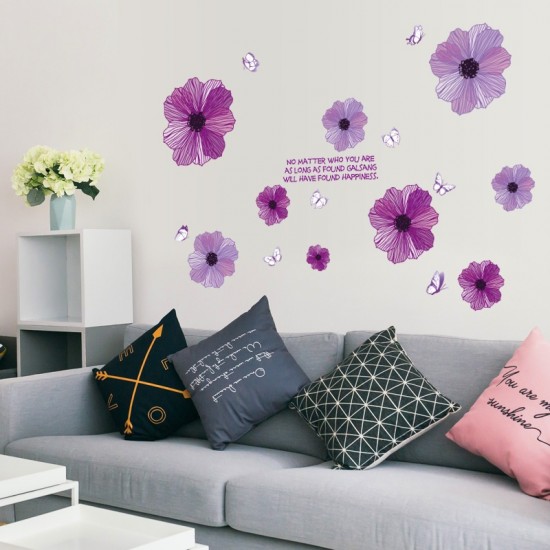 Sticker decorativ, Flori mov, 130 cm, 787STK