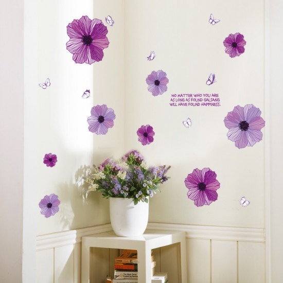 Sticker decorativ, Flori mov, 130 cm, 787STK