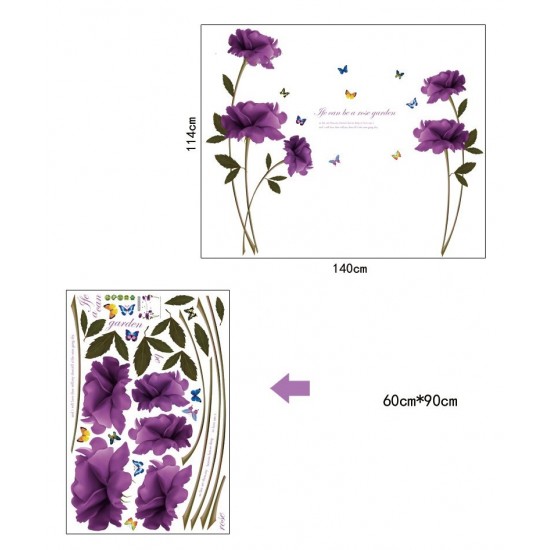 Sticker decorativ, Flori mov, 140 cm, 797STK