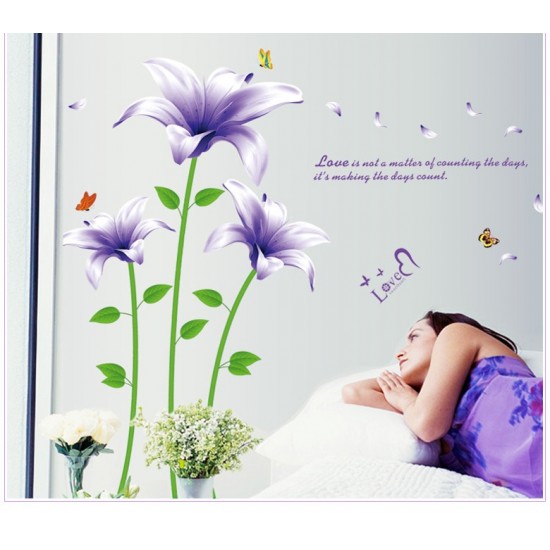 Sticker decorativ, Flori mov, 170 cm, 739STK Sticker decorativ, Flori mov, 170 cm, 739STK