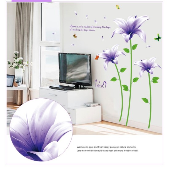 Sticker decorativ, Flori mov, 170 cm, 739STK Sticker decorativ, Flori mov, 170 cm, 739STK