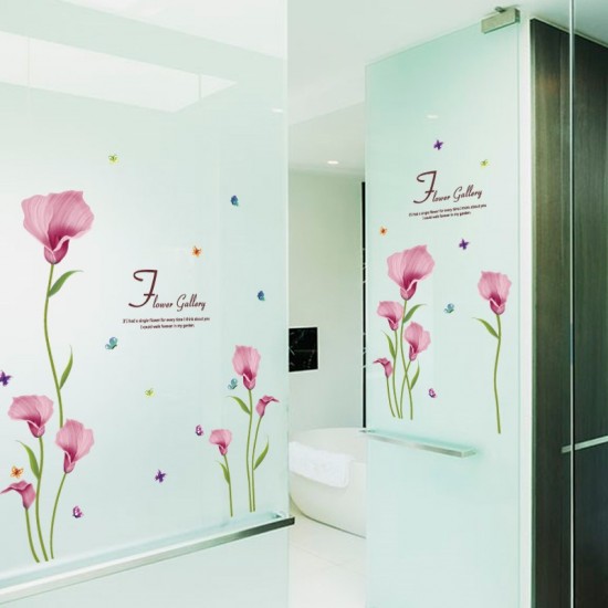 Sticker decorativ, Flori roz, 155 cm, 746STK