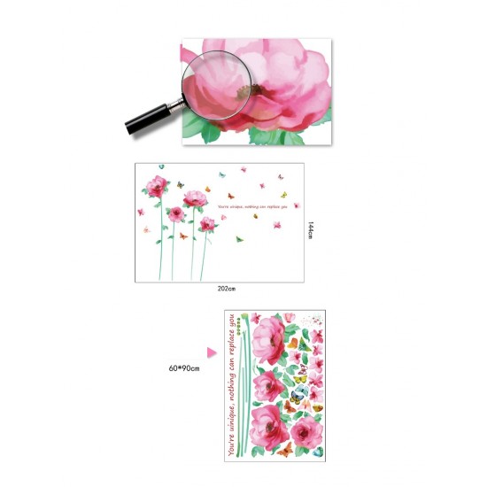 Sticker decorativ, Flori roz, 202 cm, 805STK
