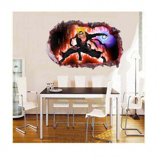 Sticker decorativ, Gaura in perete 3D, Anime, 85 cm, 1000-2STK