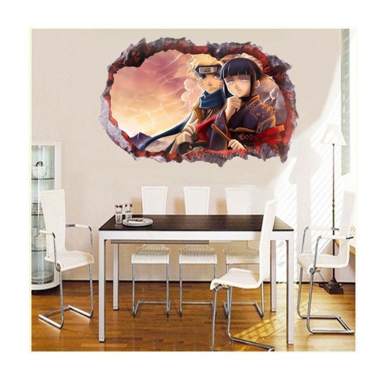 Sticker decorativ, Gaura in perete 3D, Anime, 85 cm, 1001STK