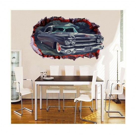 Sticker decorativ, Gaura in perete 3D, Masina, 80 cm, 1007STK-1