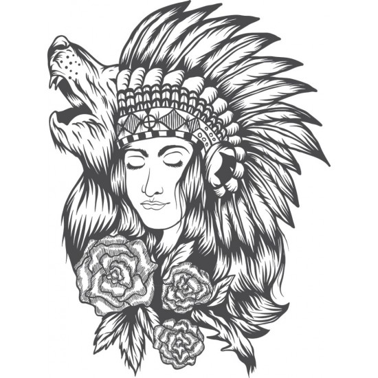Sticker decorativ, Indian girl, 80 cm, 1078STK