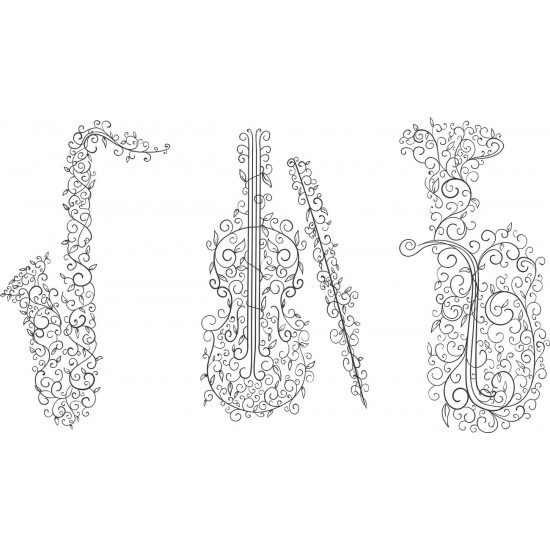 Sticker decorativ, Instrumente muzicale, 55 cm, 1146STK Sticker decorativ, Instrumente muzicale, 55 cm, 1146STK