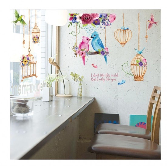 Sticker decorativ, Pasari, Colivie, 141 cm, 734STK Sticker decorativ, Pasari, Colivie, 141 cm, 734STK