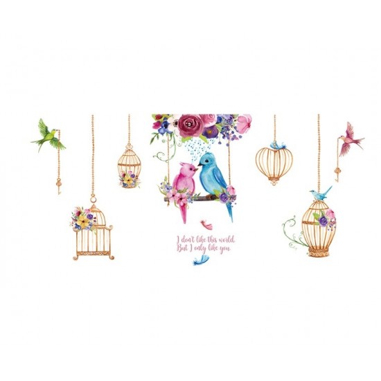 Sticker decorativ, Pasari, Colivie, 141 cm, 734STK Sticker decorativ, Pasari, Colivie, 141 cm, 734STK