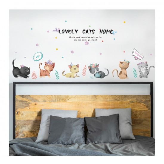 Sticker decorativ, Pisici, Lovely cats home, 135 cm, 728STK Sticker decorativ, Pisici, Lovely cats home, 135 cm, 728STK