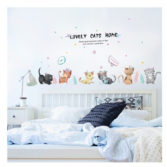 Sticker decorativ, Pisici, Lovely cats home, 135 cm, 728STK Sticker decorativ, Pisici, Lovely cats home, 135 cm, 728STK