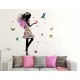 Sticker decorativ, Printesa, Fluturi, 110 cm, 730STK