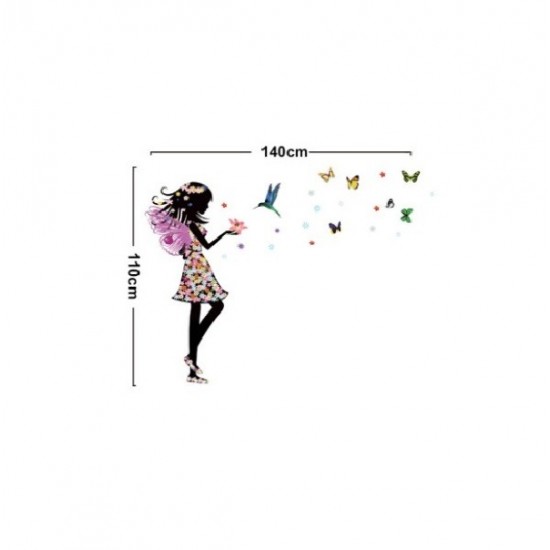 Sticker decorativ, Printesa, Fluturi, 110 cm, 730STK