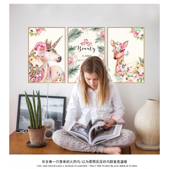 Sticker decorativ, Tablou flamingo, 93 cm, 791STK