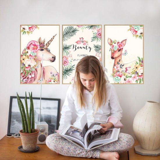 Sticker decorativ, Tablou flamingo, 93 cm, 791STK