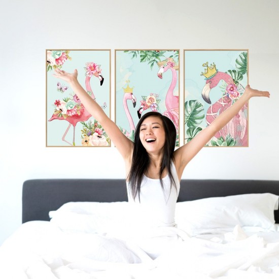 Sticker decorativ, Tablou flamingo, 93 cm, 806STK