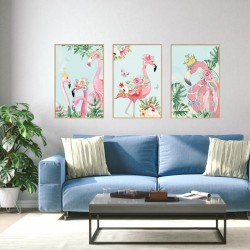 Sticker decorativ, Tablou flamingo, 93 cm, 806STK