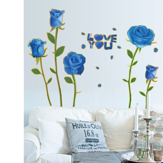 Sticker decorativ, Trandafiri albastrii, 100 cm, 817STK
