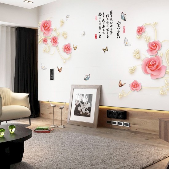 Sticker decorativ, Trandafiri cu fluturi, 160 cm, 753STK
