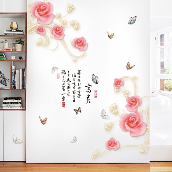 Sticker decorativ, Trandafiri cu fluturi, 160 cm, 753STK