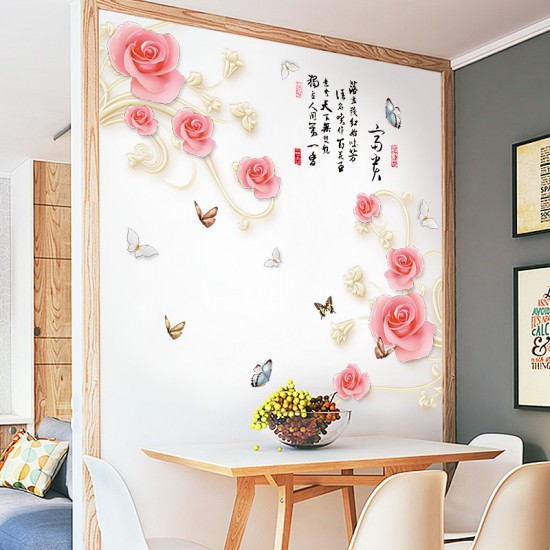 Sticker decorativ, Trandafiri cu fluturi, 160 cm, 753STK