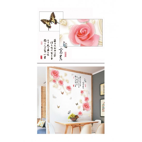 Sticker decorativ, Trandafiri cu fluturi, 160 cm, 753STK