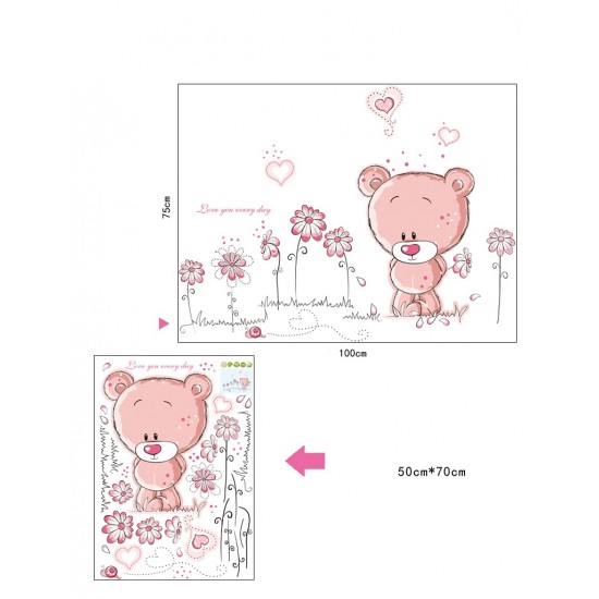Sticker decorativ, Ursulet, Love you every day, 100 cm, 713STK Sticker decorativ, Ursulet, Love you every day, 100 cm, 713STK