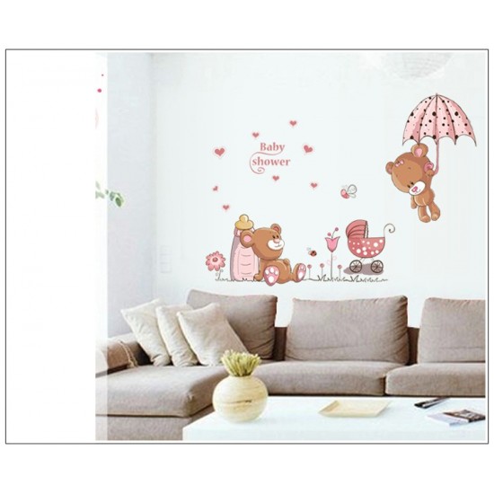 Sticker decorativ, Ursuleti, Baby shower, 77 cm, 712STK