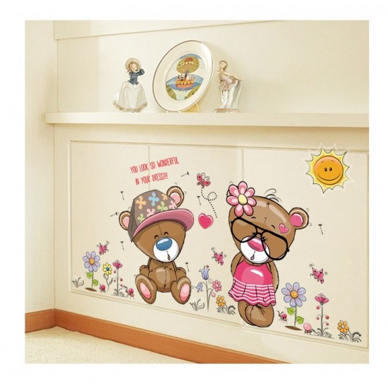 Sticker decorativ, Ursuleti, Flori, 110 cm, 724STK Sticker decorativ, Ursuleti, Flori, 110 cm, 724STK