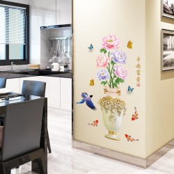 Sticker decorativ, Vaza cu flori, 110 cm, 764STK