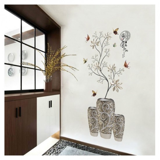 Sticker decorativ, Vaza cu flori, 118 cm, 741STK