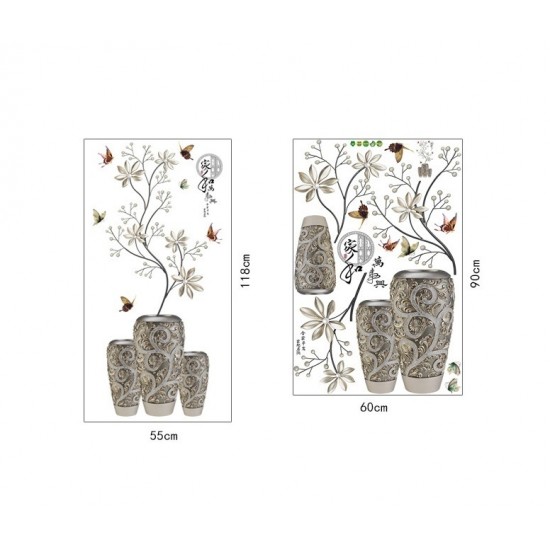 Sticker decorativ, Vaza cu flori, 118 cm, 741STK
