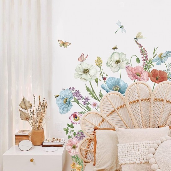 Sticker decorativ cu Flori albastre, 120 cm, 1137STK
