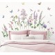 Sticker decorativ cu Flori mov cu fluturi, 120 cm, 1133STK